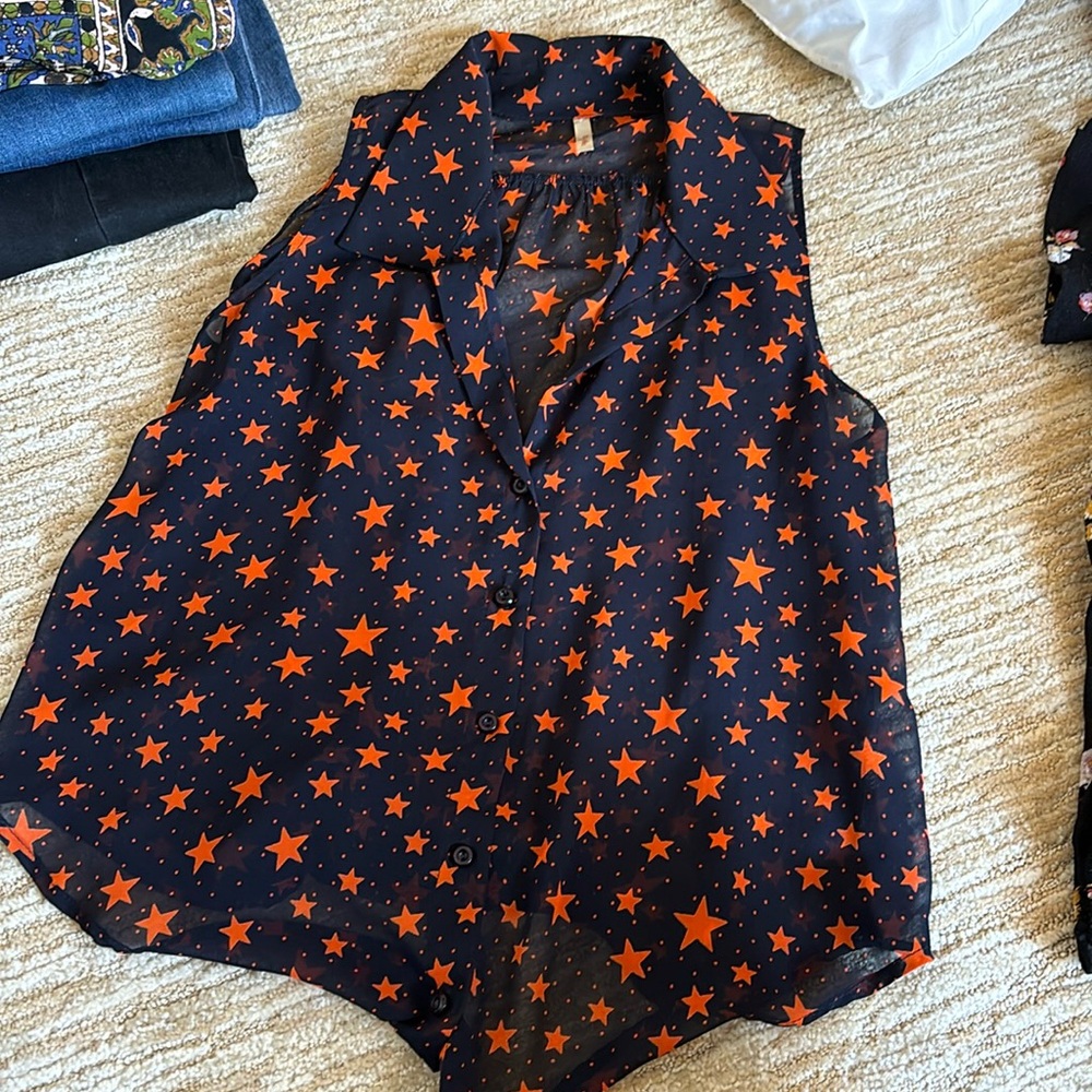 Starry print button down blouse